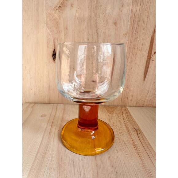 Italian Amber glass 70S, Kitchen decoration, set of 4 amber colored glasses - Picture 4 of 4